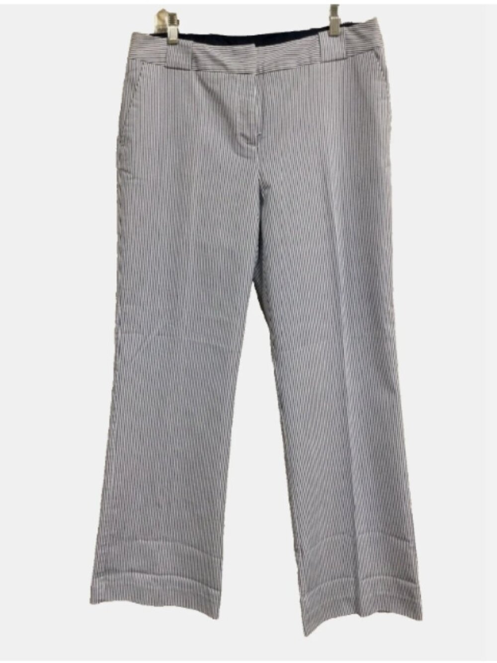 Attention Women Size 12 Wide leg pants navy & white stripes cotton blend stretch